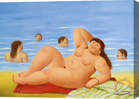 Fernando Botero Nude on The Beach, 2000 Stretched Canvas Painting / Canvas Art