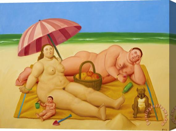 Fernando Botero Nudist Family, 2009 Stretched Canvas Painting / Canvas Art
