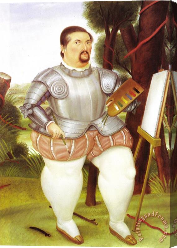 fernando botero Self Portrait As Spanish Conquistador Stretched Canvas Print / Canvas Art