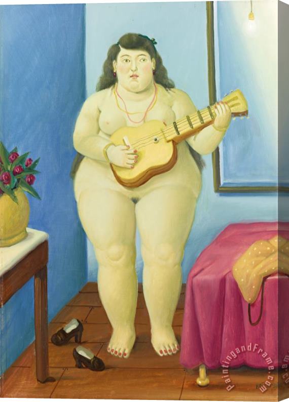 Fernando Botero Woman Playing Guitar, 1998 Stretched Canvas Print / Canvas Art