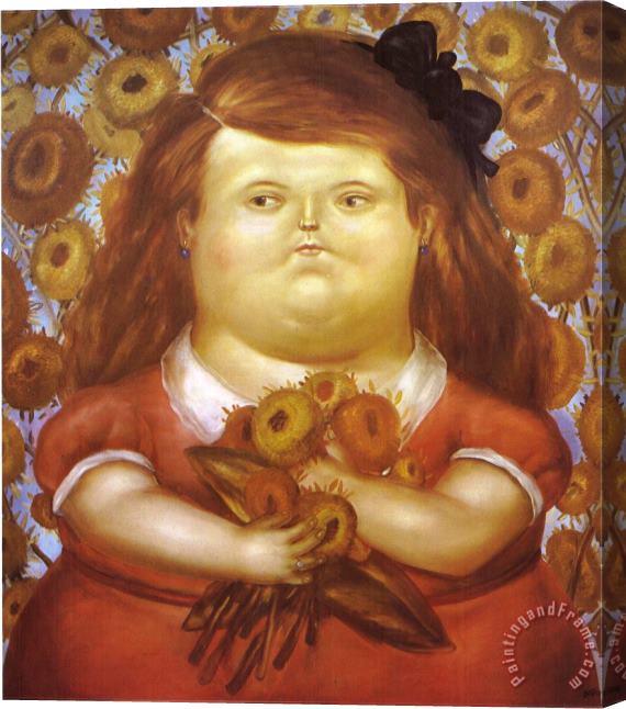 fernando botero Woman with Flowers Stretched Canvas Painting / Canvas Art