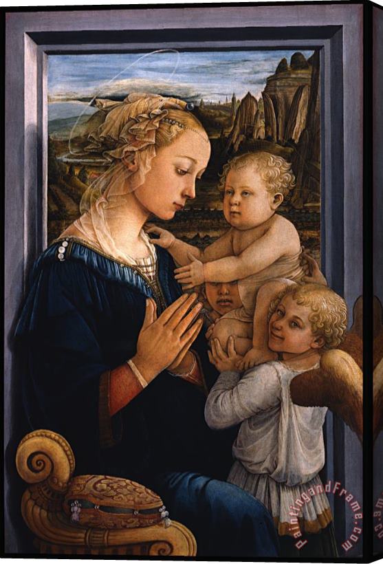 Filippo Lippi Madonna Col Bambino E Due Angeli Stretched Canvas Painting / Canvas Art