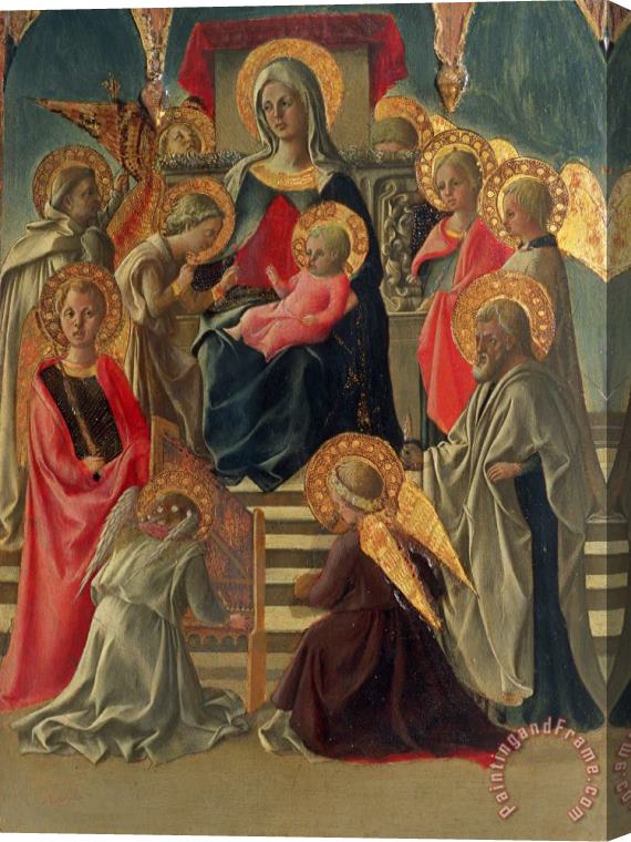 Fra Filippo Lippi Madonna and Child enthroned with Angels and Saints Stretched Canvas Painting / Canvas Art