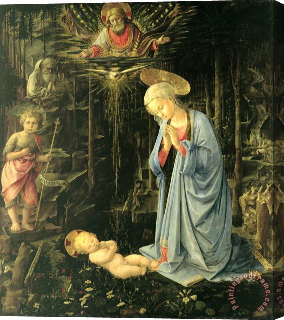 Fra Filippo Lippi The Adoration in The Forest Stretched Canvas Painting / Canvas Art