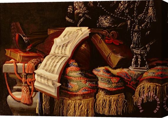 Francesco Fieravino Still Life with a Book of Sheet Music Stretched Canvas Painting / Canvas Art