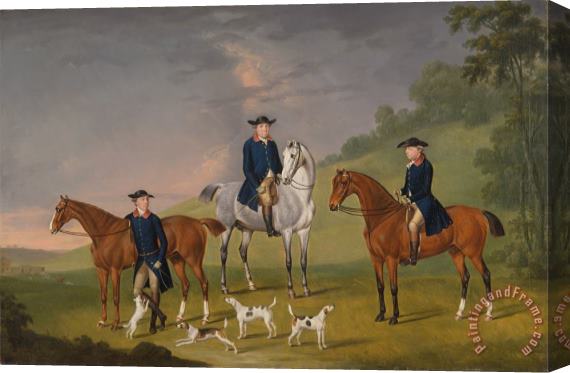 Francis Sartorius John Corbet, Sir Robert Leighton And John Kynaston with Their Horses And Hounds Stretched Canvas Print / Canvas Art