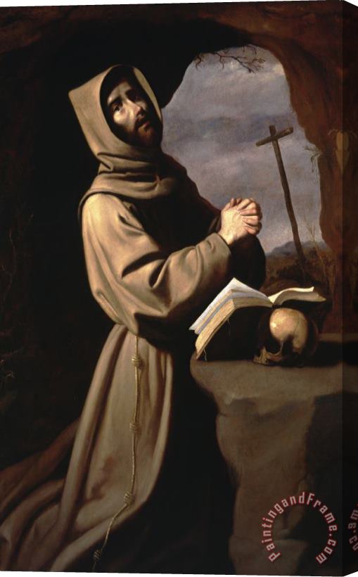 Francisco de Zurbaran Saint Francis in Prayer in a Grotto Stretched Canvas Painting / Canvas Art