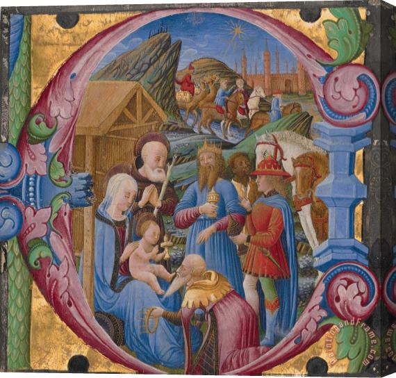 Franco Dei Russi Initial E Adoration of The Magi Stretched Canvas Painting / Canvas Art