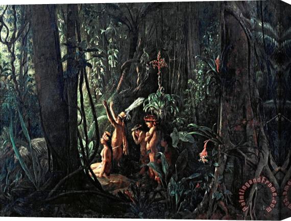Francois Auguste Biard Amazonian Indians Worshiping The Sun God Stretched Canvas Painting / Canvas Art