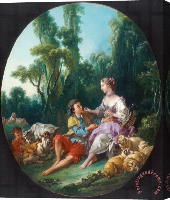 Francois Boucher Are They Thinking About The Grape (pensent Ils Au Raisin ) Stretched Canvas Print / Canvas Art