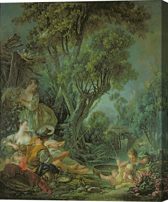 Francois Boucher The Angler Stretched Canvas Painting / Canvas Art