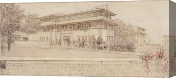 Frank Lloyd Wright Isidore Heller House (perspective View). Chicago, Il Stretched Canvas Painting / Canvas Art