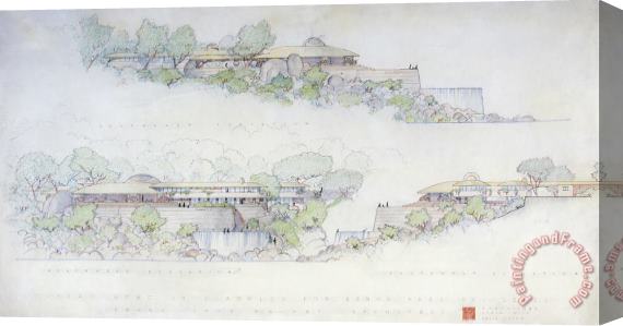 Frank Lloyd Wright Raul Bailleres House, Acapulco, Mexico (project) Stretched Canvas Painting / Canvas Art
