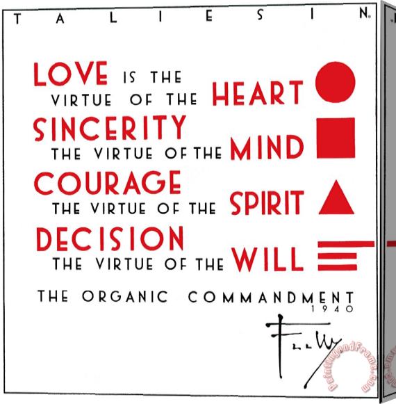 Frank Lloyd Wright The Organic Commandment Stretched Canvas Painting / Canvas Art