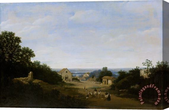 Frans Jansz Post Brazilian Landscape with The Village of Igaracu. to The Left The Church of Sts Cosmas And Damian Stretched Canvas Print / Canvas Art