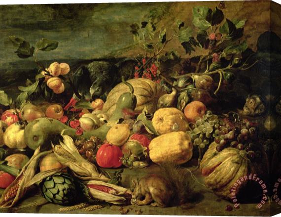 Frans Snyders Still Life of Fruits and Vegetables Stretched Canvas Painting / Canvas Art