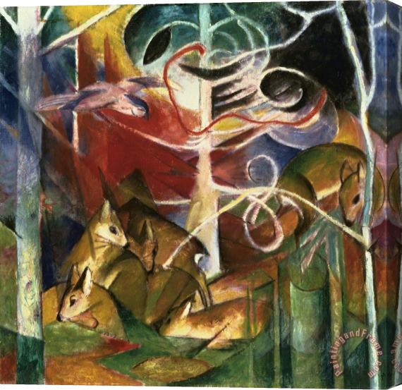 Franz Marc Deer in The Forest I Stretched Canvas Print / Canvas Art