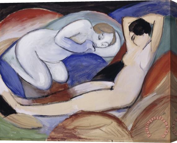 Franz Marc Two Reclining Nudes Stretched Canvas Painting / Canvas Art
