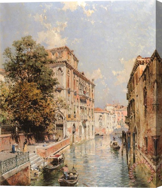 Franz Richard Unterberger A View in Venice, Rio S. Marina Stretched Canvas Print / Canvas Art