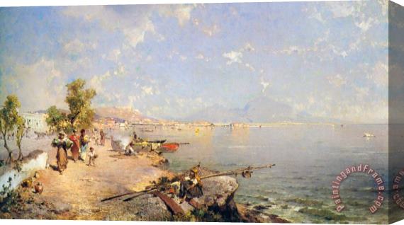 Franz Richard Unterberger The Bay of Naples Stretched Canvas Print / Canvas Art