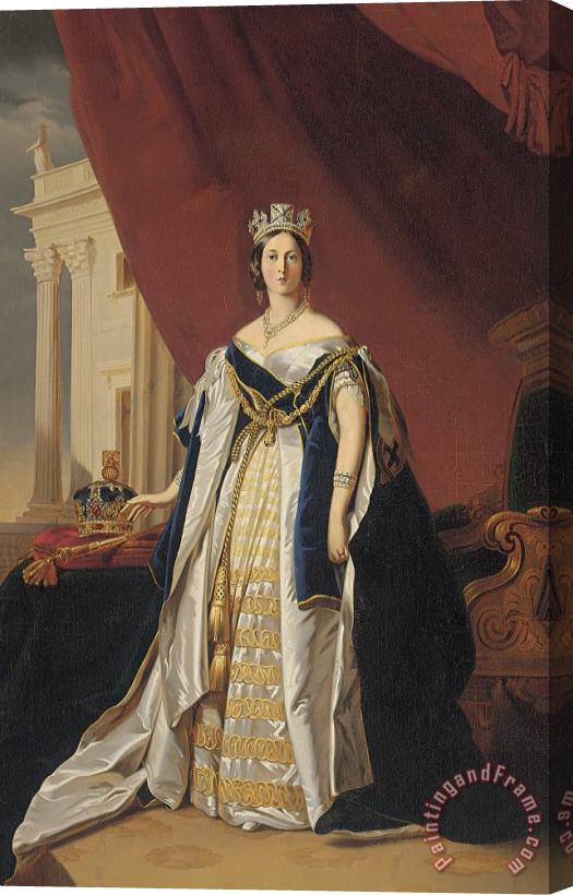Franz Xaver Winterhalter Portrait Of Queen Victoria In Coronation Robes Stretched Canvas Print / Canvas Art