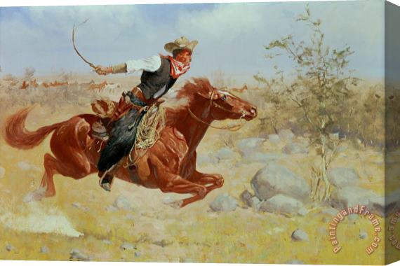 Frederic Remington Galloping Horseman Stretched Canvas Print / Canvas Art