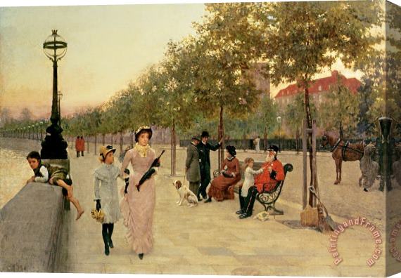 Frederick Brown Walk along the Embankment at Chelsea Stretched Canvas Painting / Canvas Art