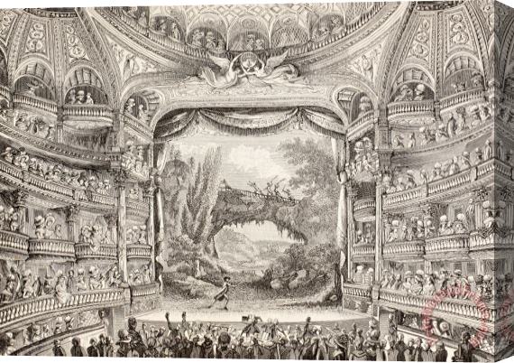 French School A 1789 Performance In The Theatre Des Varietes Amusantes Stretched Canvas Print / Canvas Art