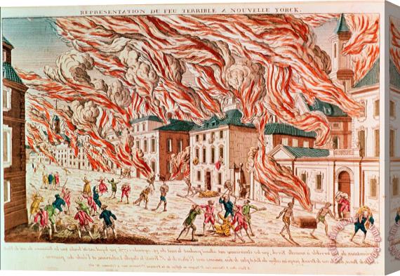 French School Representation of the Terrible Fire of New York Stretched Canvas Print / Canvas Art