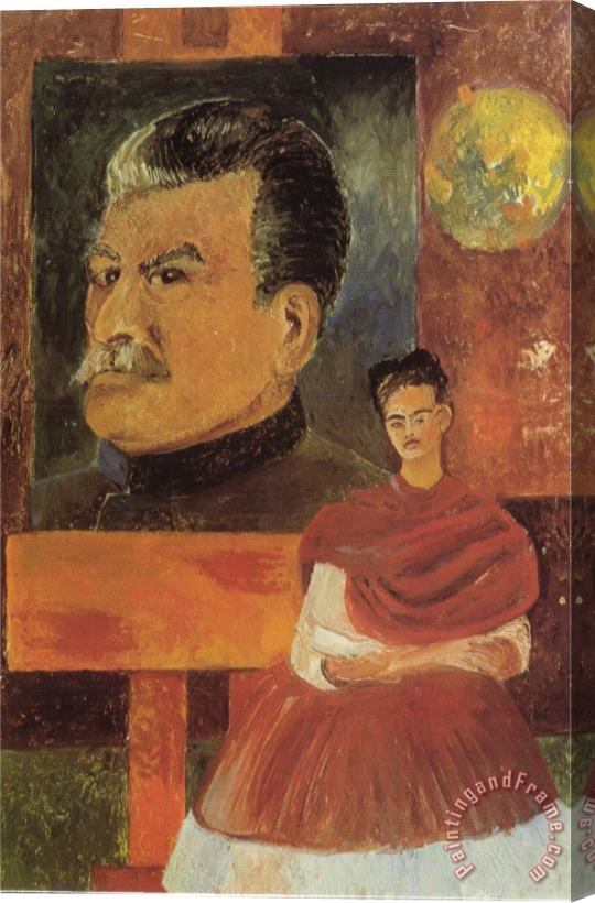 Frida Kahlo Self Portrait with Stalin 1954 Stretched Canvas Painting / Canvas Art