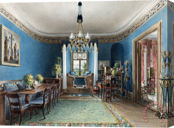 Friedrich Wilhelm Klose The Blue Room, Schloss Fischbach Stretched Canvas Print / Canvas Art