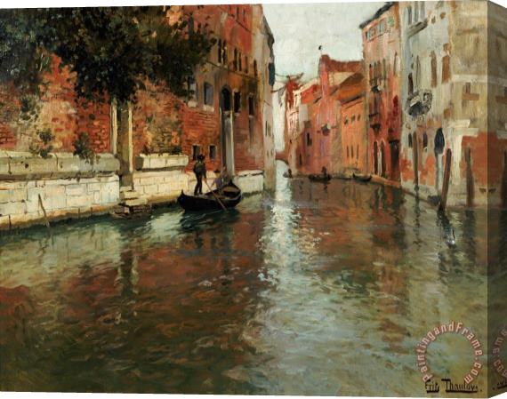 Fritz Thaulow A Venetian Backwater Stretched Canvas Print / Canvas Art