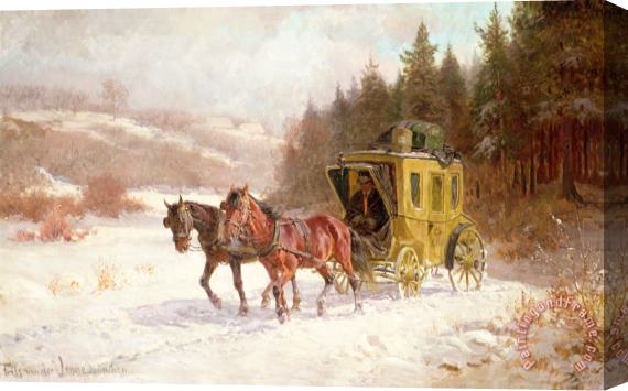 Fritz van der Venne The Post Coach in the Snow Stretched Canvas Print / Canvas Art