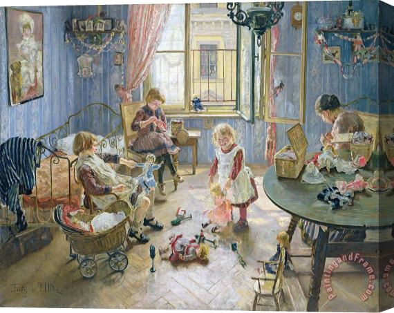 Fritz von Uhde The Nursery Stretched Canvas Print / Canvas Art