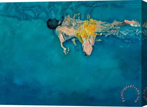 Gareth Lloyd Ball Swimmer in Yellow Stretched Canvas Print / Canvas Art