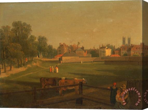 George Arnald A Western View of Part of Westminster And Bird Cage Walk Taken From The Mill House..., Stretched Canvas Painting / Canvas Art