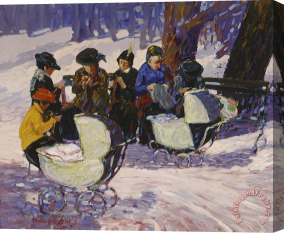 George Benjamin Luks Knitting for The Soldiers: High Bridge Park Stretched Canvas Painting / Canvas Art
