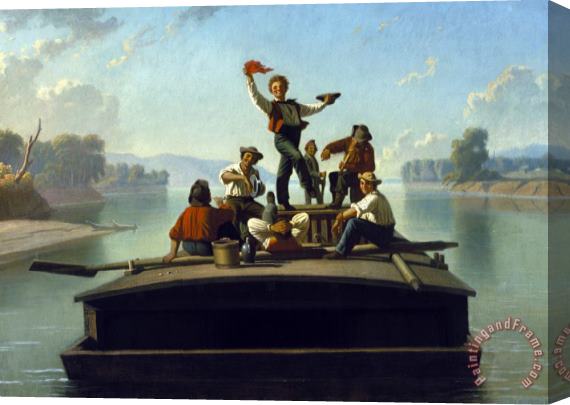 George Caleb Bingham The Jolly Flatboatmen Stretched Canvas Painting / Canvas Art
