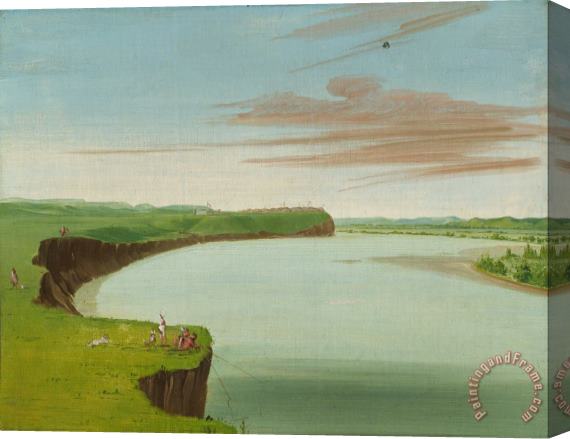 George Catlin Distant View of The Mandan Village Stretched Canvas Painting / Canvas Art