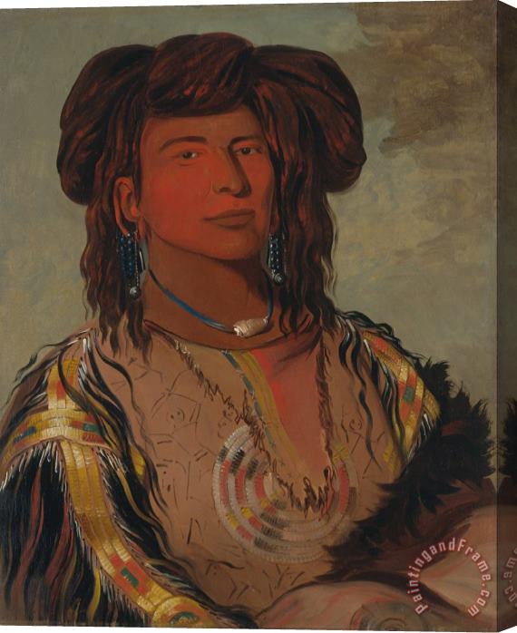 George Catlin Ha Won Je Tah, One Horn, Head Chief of The Miniconjou Tribe Stretched Canvas Painting / Canvas Art