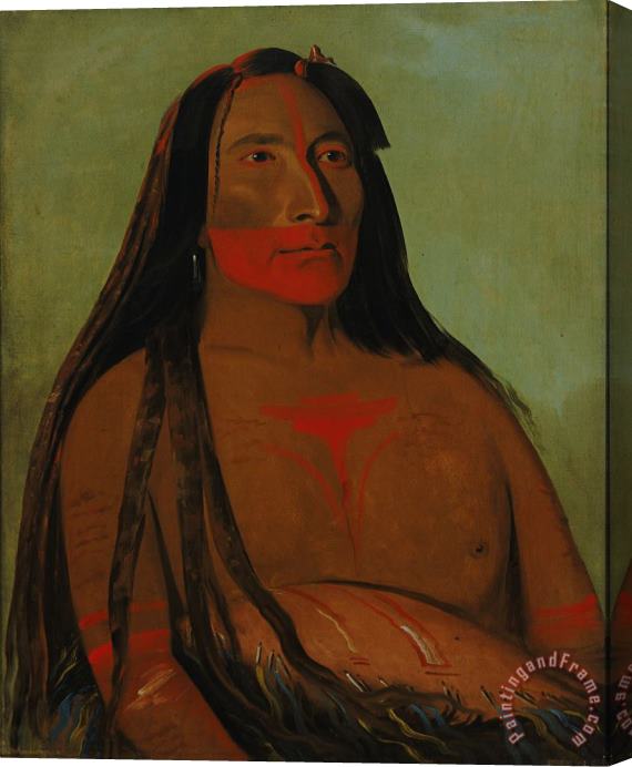 George Catlin Mah to Toh Pa, Four Bears, Second Chief in Mourning Stretched Canvas Painting / Canvas Art