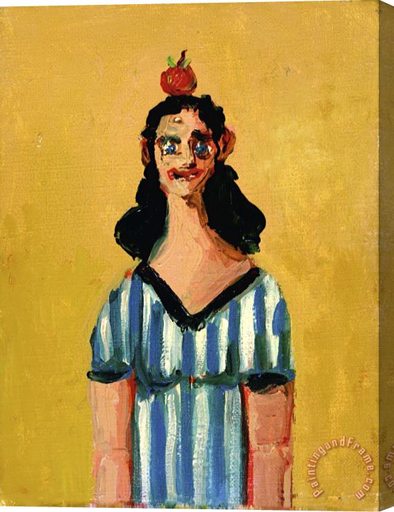 George Condo Girl in Striped Dress Stretched Canvas Print / Canvas Art