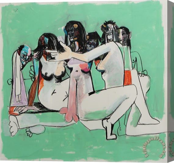 George Condo Green Orgy Composition, 2005 Stretched Canvas Painting / Canvas Art