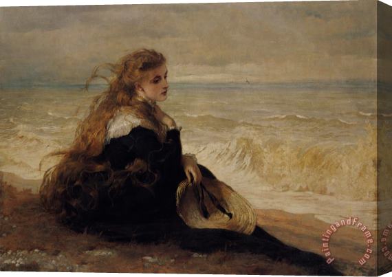 George Elgar Hicks On The Seashore Stretched Canvas Print / Canvas Art