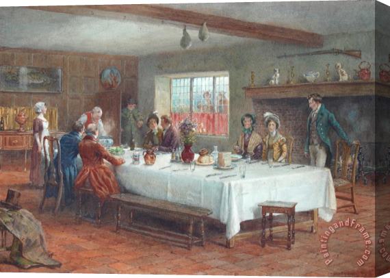 George Goodwin Kilburne A Meal Stop at a Coaching Inn Stretched Canvas Painting / Canvas Art