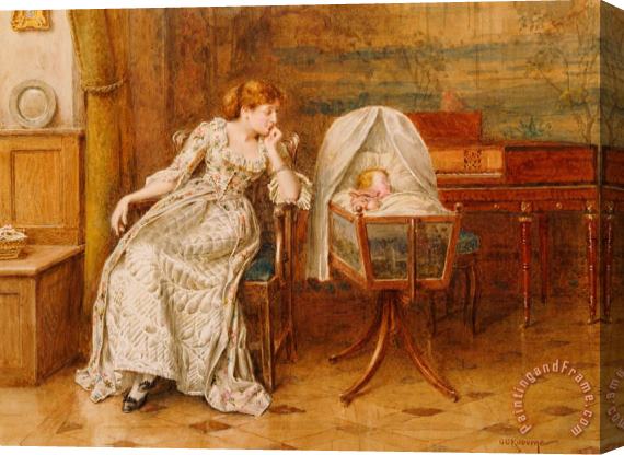 George Goodwin Kilburne An Interior With A Mother And Child Stretched Canvas Painting / Canvas Art