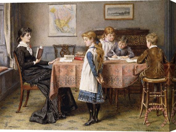 George Goodwin Kilburne The Lesson Stretched Canvas Painting / Canvas Art