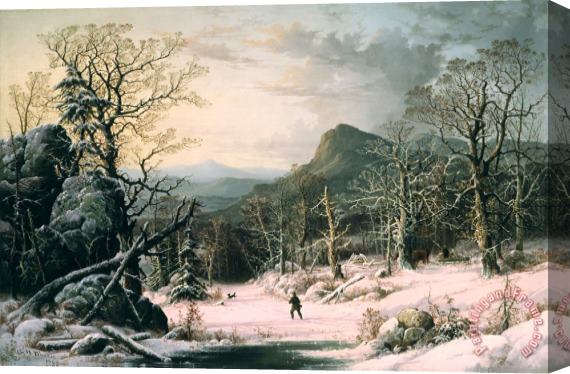George Henry Durrie Hunter in Winter Wood Stretched Canvas Print / Canvas Art