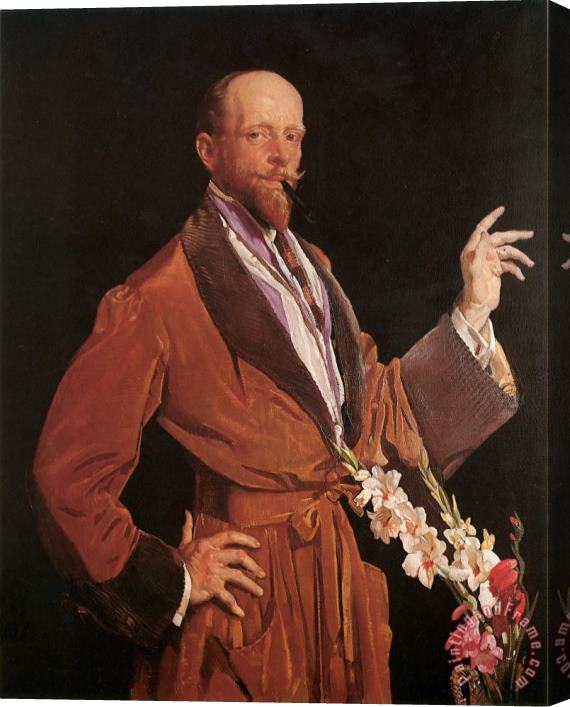 George Lambert Selfportrait with Gladioli Stretched Canvas Painting / Canvas Art
