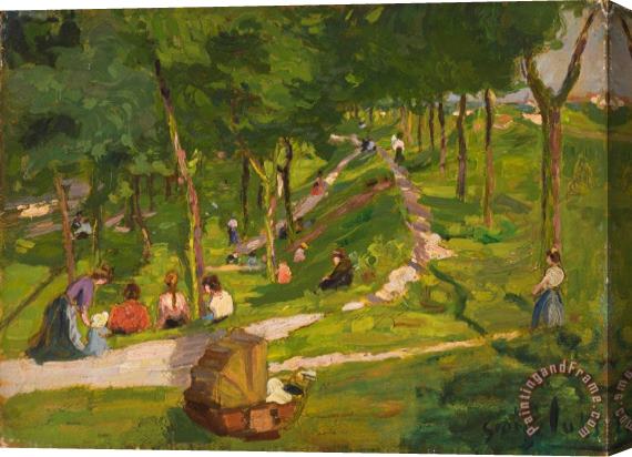 George Luks New York Park Stretched Canvas Print / Canvas Art
